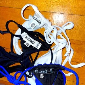 MISSGUIDED THONG BIKINI BOTTOMS | SMALL/4 | NWOT | 3 PAIRS